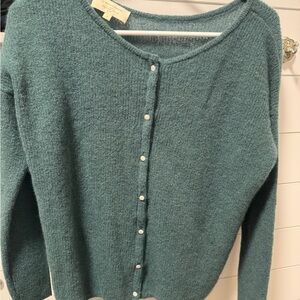 Sezane Teal Cardigan Sweater